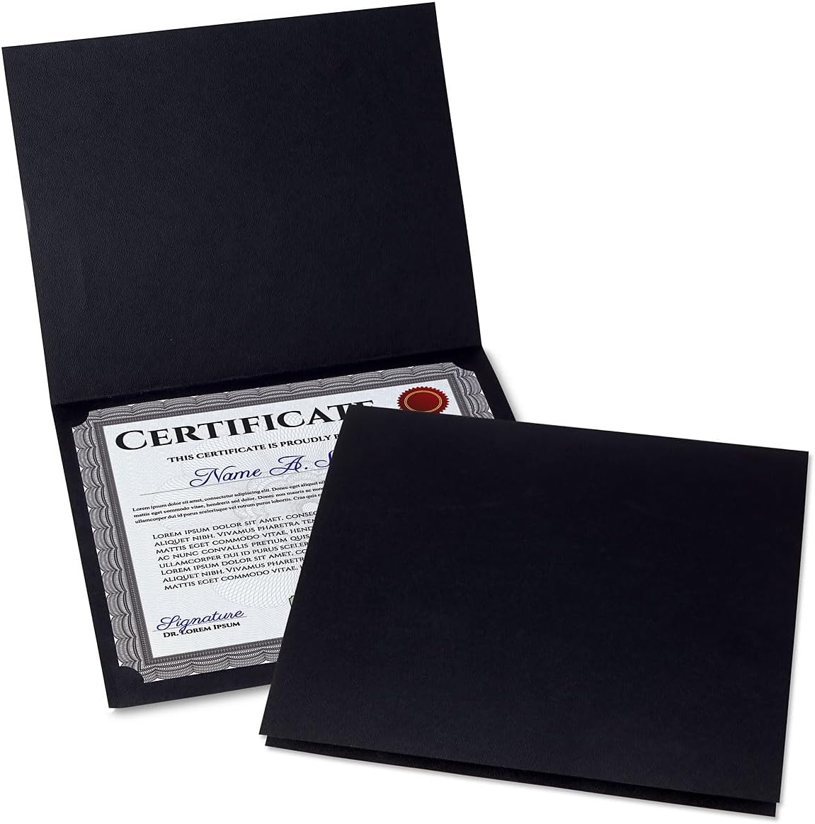 plain black certificate folders - pack of 25, main product view