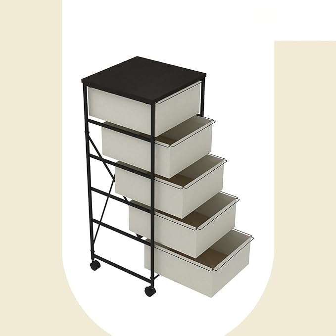 CASUNER Small Cabinet with Drawers Rolling 5 Drawer Mobile File Cabinet - Image 4
