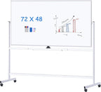 maxtek Rolling Whiteboard 72x48, Large Double-Sided White Board Dry Erase on by Maxtek