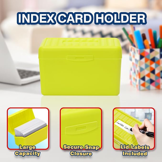 H4D 3x5 Index Card Holder with 100 Heavyweight Ruled Index Cards and 25 Plastic - Image 3