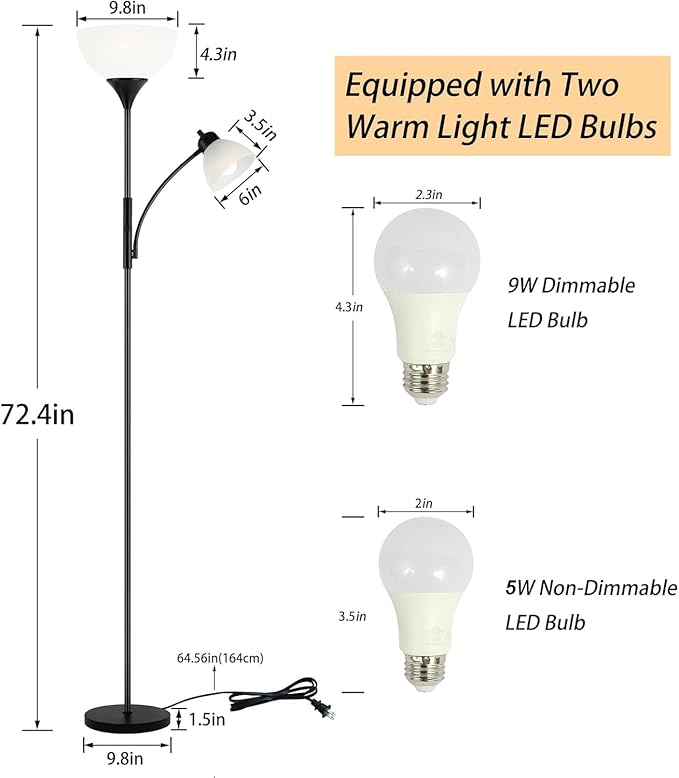 RISLG Floor Lamp, Dimmable Standing lamp, Stepless Dimming Brightness, Included - Image 5
