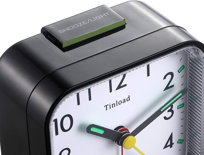 Tinload Small Battery Operated Analog Travel Alarm Clock Silent Non Ticking - Image 4