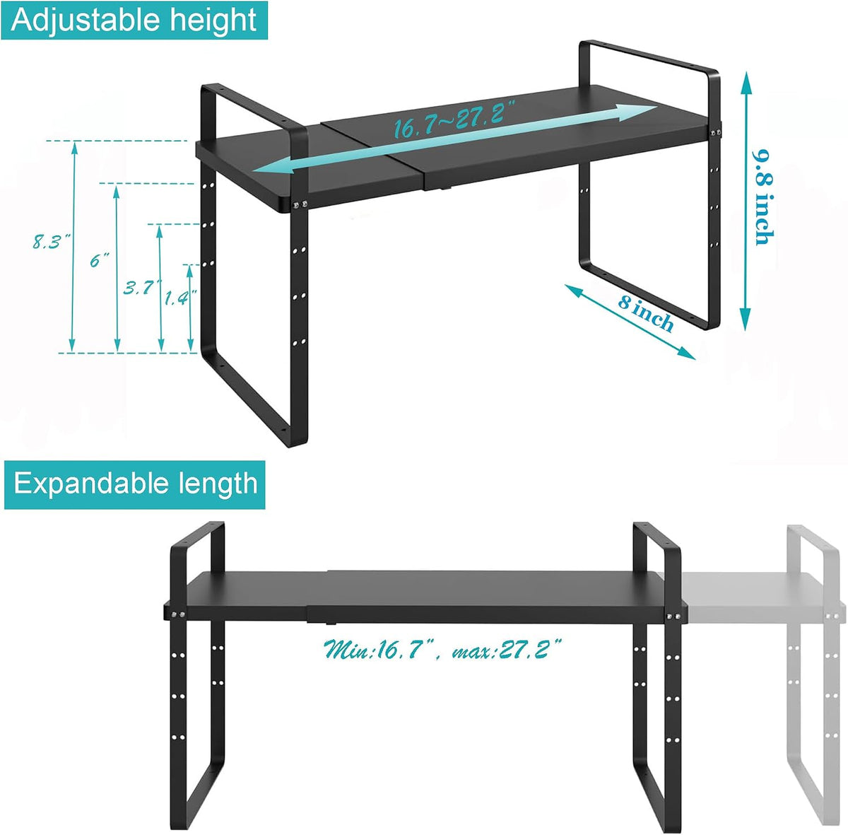 iPEGTOP Expandable Cabinet Storage Shelf Organizer Rack, Heavy Duty Cupboard ...