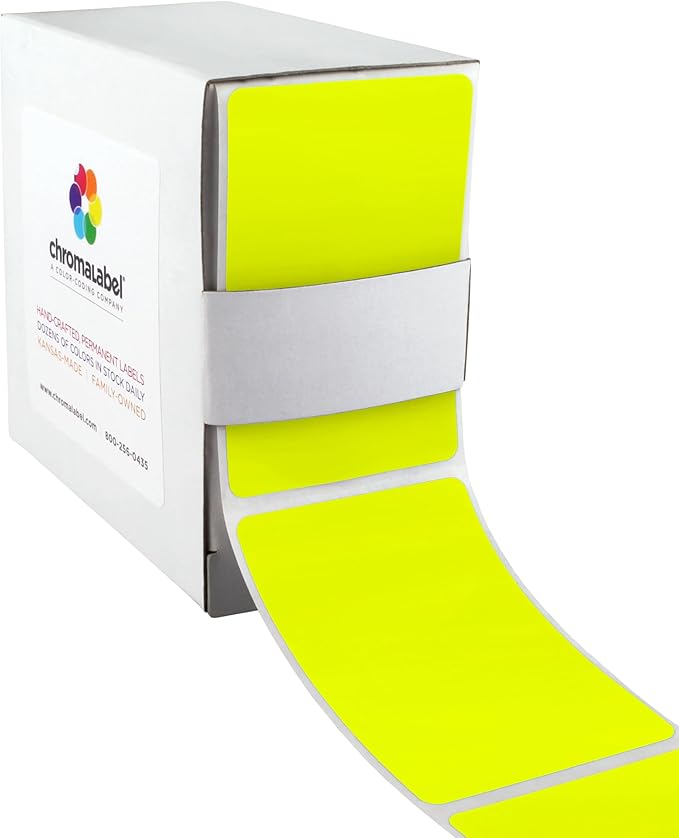ChromaLabel 2 x 3 inch Permanent Color Code Rectangle Labels, 250 Labels per by ChromaLabel