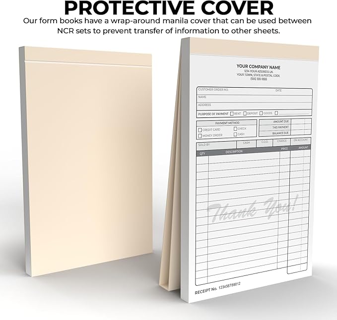 Custom 5.5" x 8.5" Carbonless NCR Books in 2-Part Duplicate Invoices, Work - Image 3