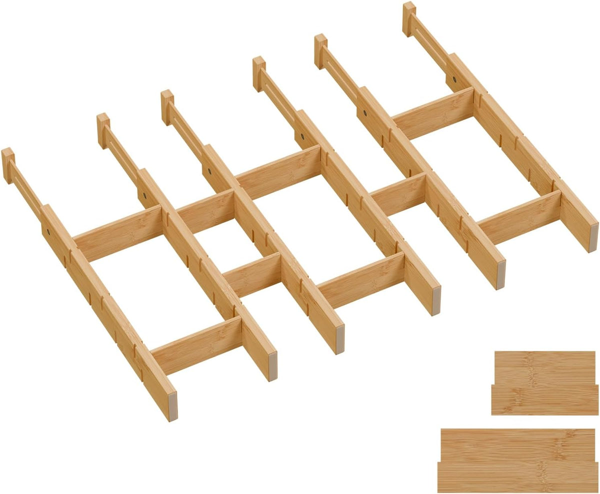 Bamboo Drawer Dividers, Expandable Kitchen Drawer Organizer