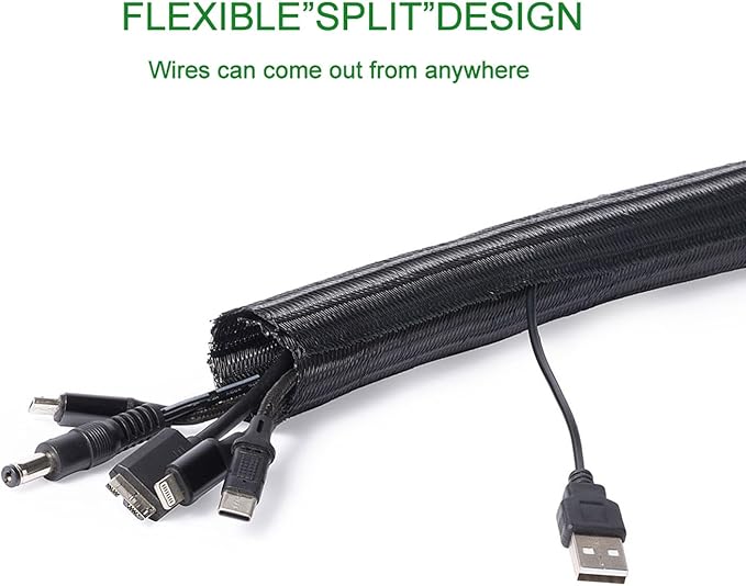 QCSIW 1/4" x 50ft Black Cable Sleeve Cover - Image 2