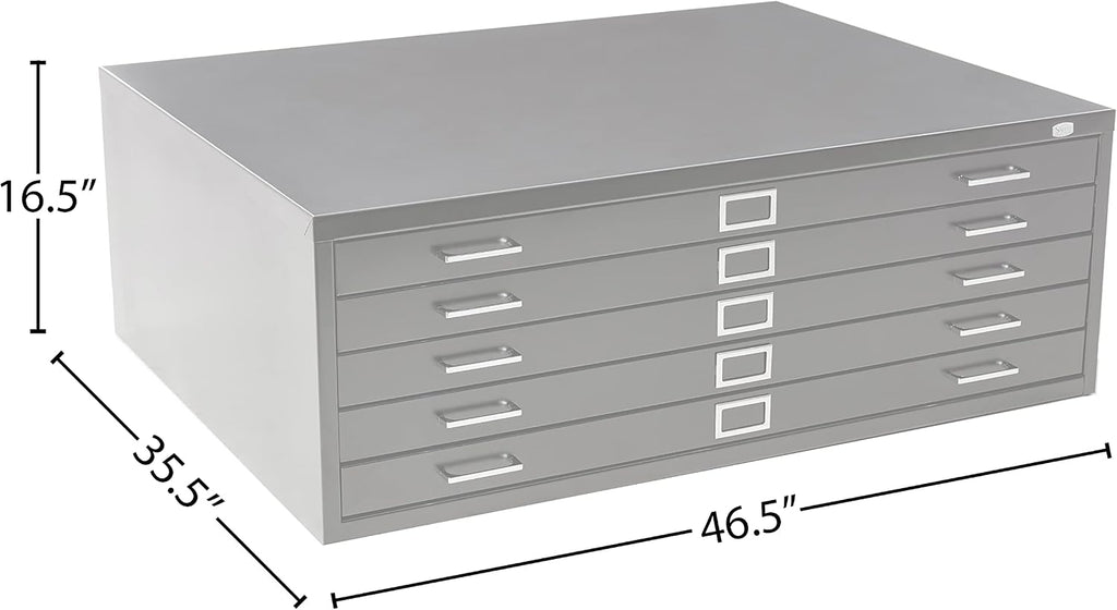 Safco 5-Drawer Flat File Organizer for Construction, Design, Architecture, Engineering & 30" x 42" Large Documents, Black