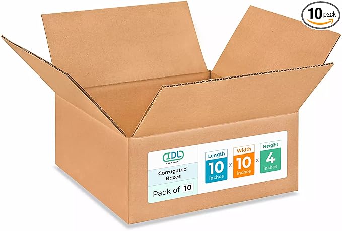 Medium Moving & Shipping Boxes 10x10x4 inches by IDLPackaging