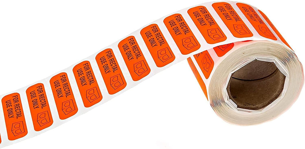 Red for Rectal Use Only Stickers / 500 Small Labels / 0.375" x 1.5" Fluorescent Red Permanent Adhesive Sticker