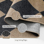 lahome checkered easy jute non slip runner rug, side view