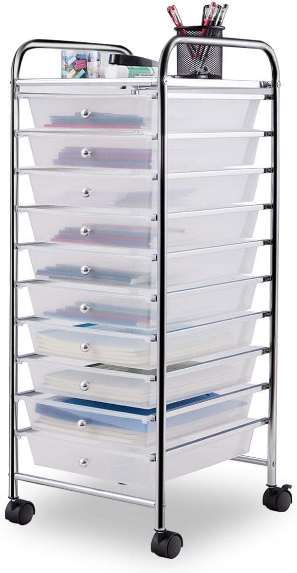 Giantex 10 Drawer Rolling Storage Cart Scrapbook Paper Office School Organizer by Giantex