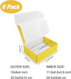 PHAREGE 12x9x4 inch Gift Shipping Boxes Bulk 6 Pack Yellow, Tab Lock Tuck Top - Image 2