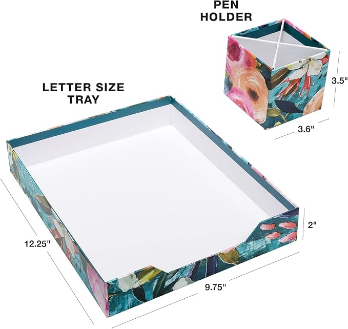 Global Printed Products Designer Printed Desk Organizer Set, Includes Letter - Image 5