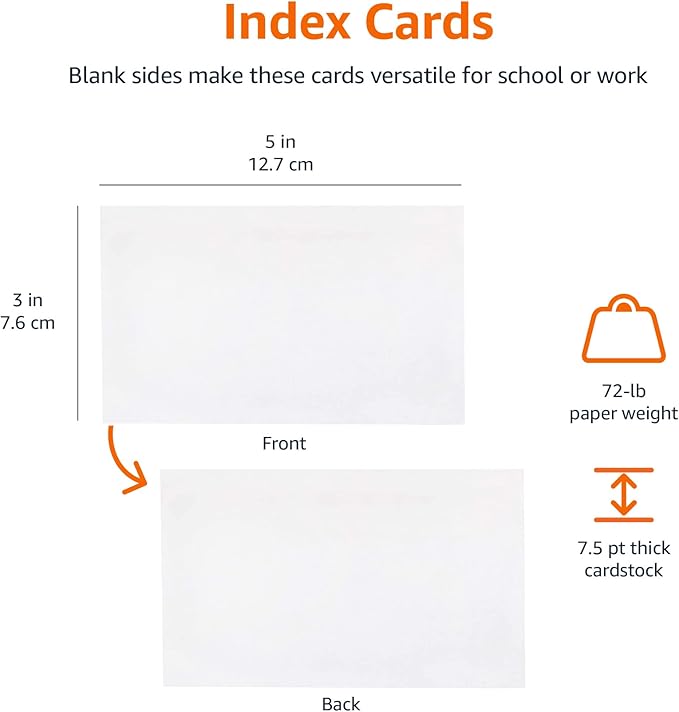Amazon Basics Blank Index Cards, 10 Pack of 100 - Image 6