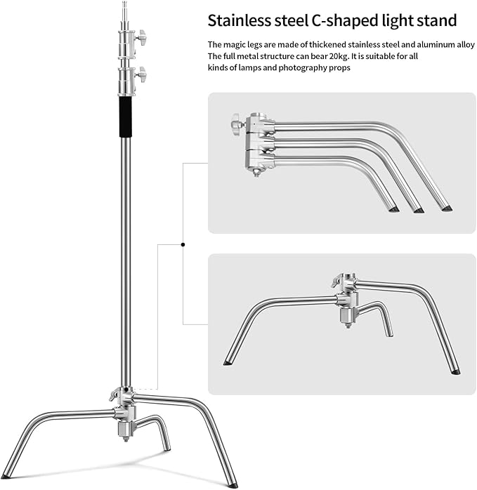 Soonpho 2 Packs Heavy Duty C-Stand Kit, Stainless Steel Photography Light Stand - Image 5