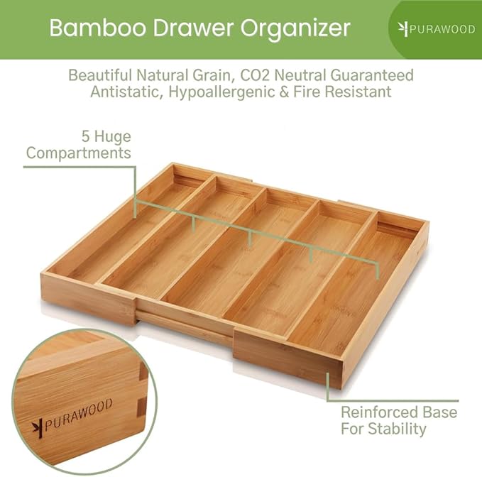 Purawood Kitchen Drawer Organizer - Image 4
