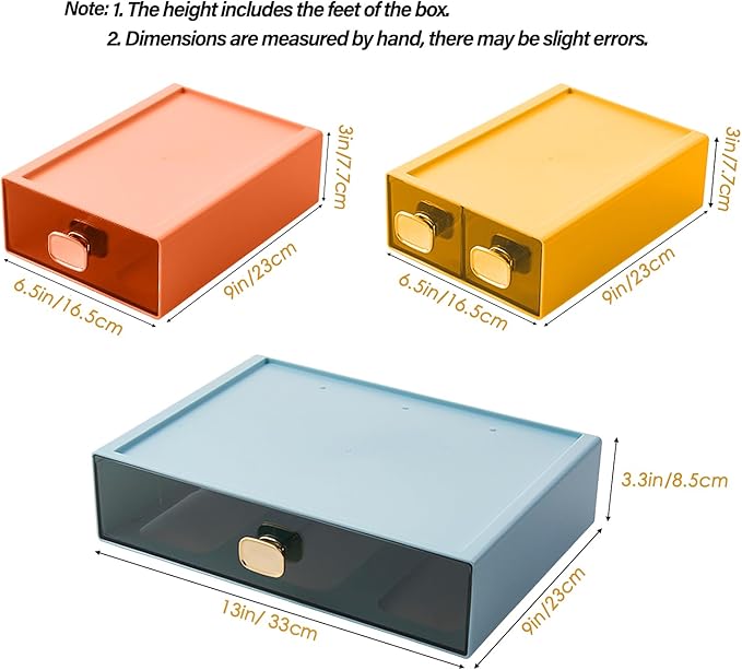 DETEIN 2PACK Stackable Drawer for Desk 6.5"x9"x3" Desktop Storage Organizer - Image 2