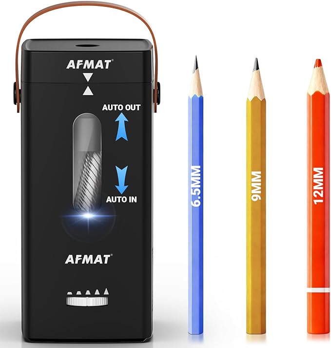 AFMAT Electric Pencil Sharpener, Fully Automatic Pencil Sharpener, Auto in & Out by AFMAT