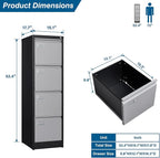 PEUKC 4 Drawer File Cabinet, Vertical Filing Cabinets - Image 3