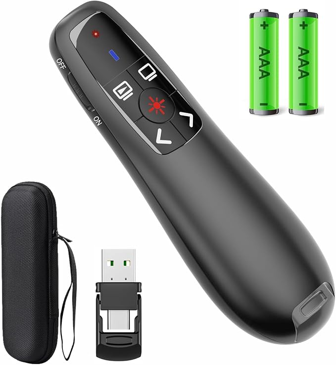 Presentation Clicker with Case Storage, Wireless Presenter Remotes with USB-A&C by Unknown