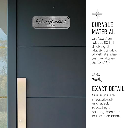 Custom Wall or Door Sign, Personalized Notched Plaque Engraved Message - Image 3