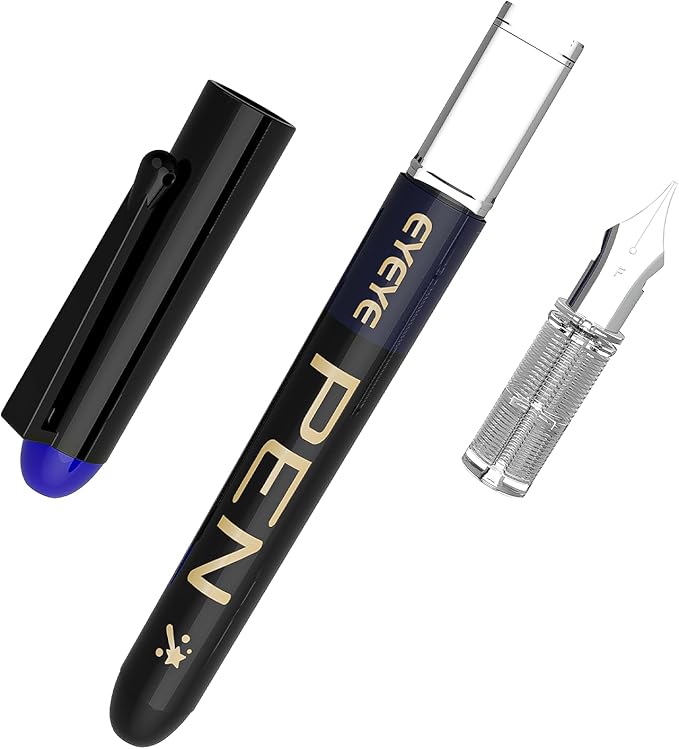 EYEYE Fountain Pens for Writing, 8 Pack Blue Fine Point Pens Disposable - Image 8