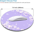 IMAYONDIA Cute Purple Mouse Pad Small, Floral Flower Round Mouse Pads, Sakura - Image 2