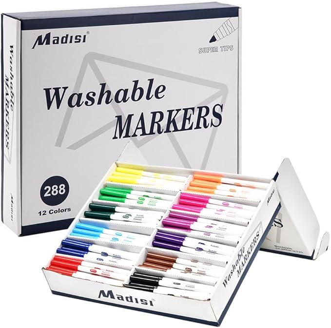 Madisi Washable Markers, Super Tips Markers, Classroom Bulk Pack by Madisi