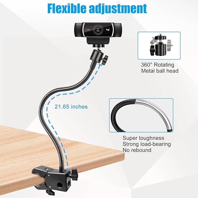 Khazylorr Webcam Stand, Webcam Mount Gooseneck Arm - Image 2