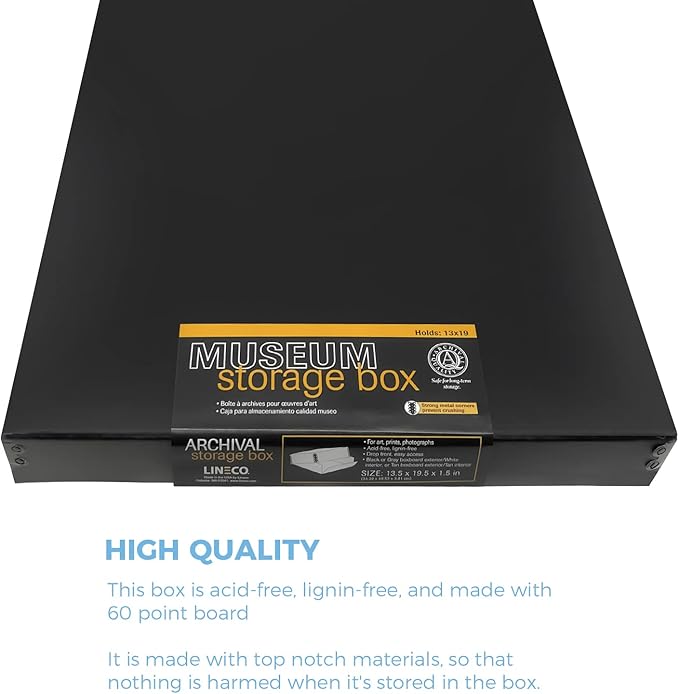 Lineco Museum Archival Storage Box, 13.75x19.75x1.5 in. Drop Front Design. - Image 3