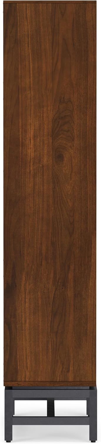 SIMPLIHOME Banting 66" Tall Walnut Veneer 4-Shelf Bookcase