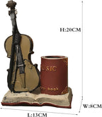 Jaugufiy Resin Violin Sculpture Pen Holder Pencil Holder Pen Organizer Cosmetic - Image 2