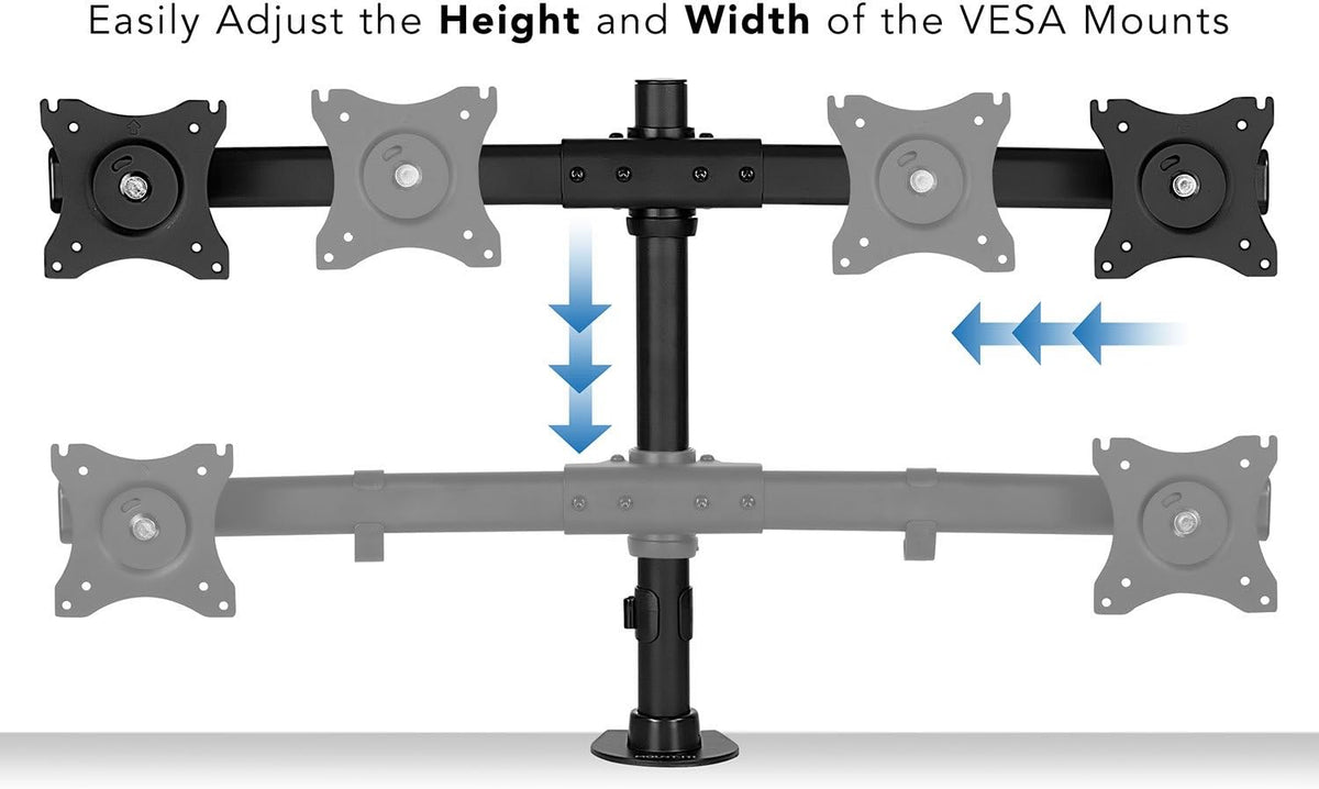 Mount-It! Dual Monitor Desk Stand, C-Clamp & Grommet Base