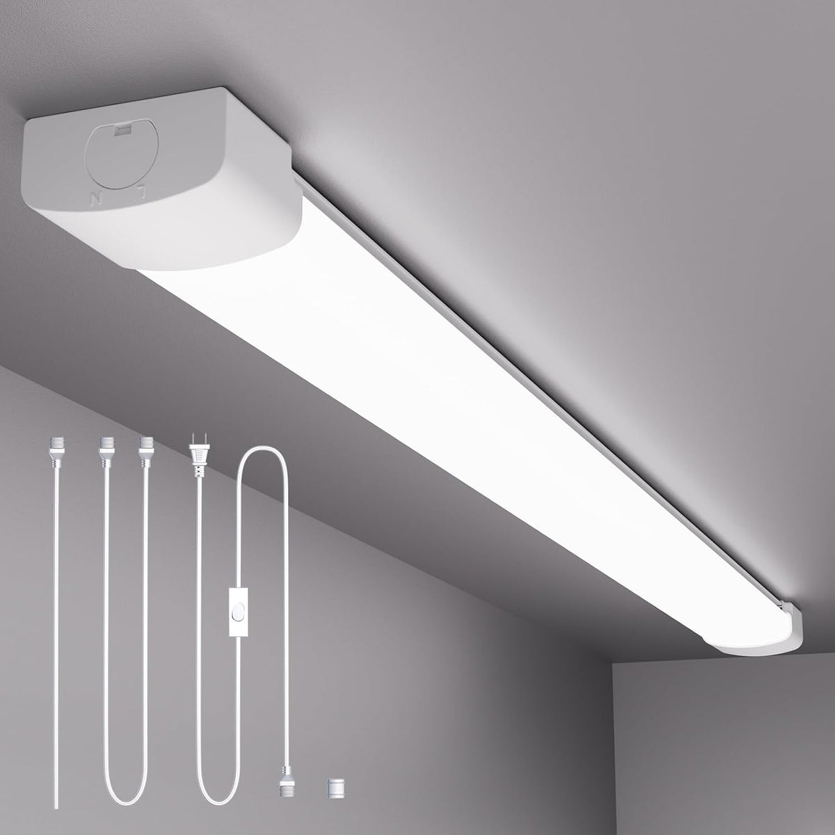 Modlicht Plug in Light Fixture, 4FT Linkable 5000K Plug-in Ceiling Lights