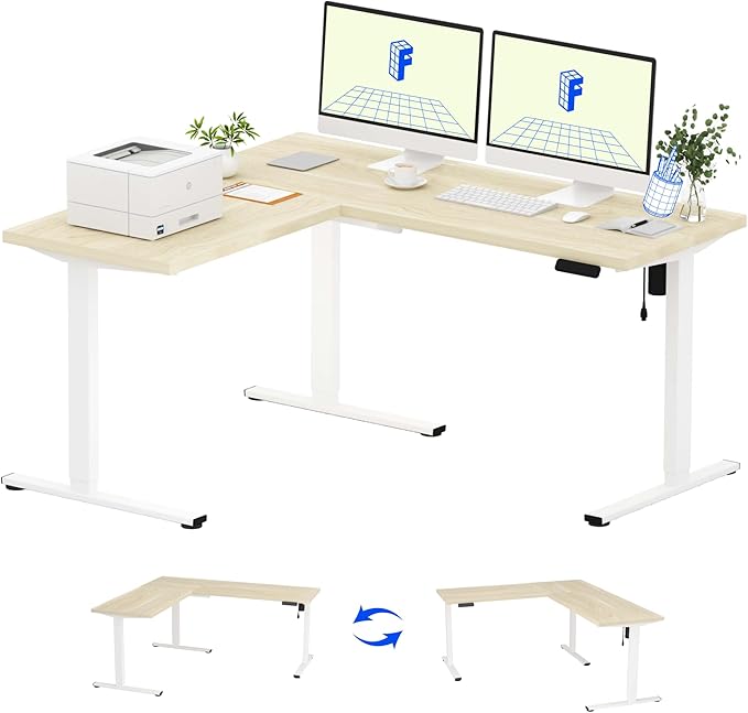 FLEXISPOT L Shaped Standing Desk, 63 x 55 Inch Electric Height Adjustable by FlexiSpot