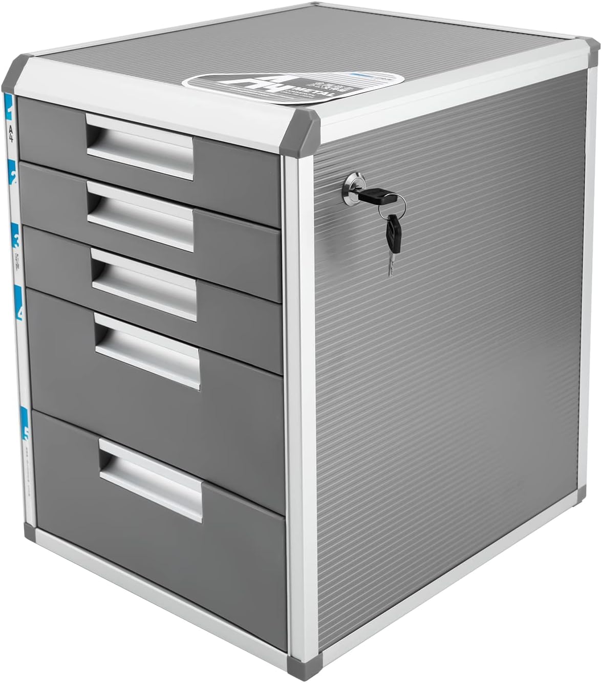 5 Drawer File Sorters, Desktop Drawer Paper Organizer with Label and key