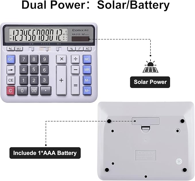 Comix Desktop Calculator Solar Battery Dual Power - Image 6