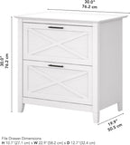 Bush Home Key West 2 Drawer Lateral File Cabinet in Pure White Oak, Document Storage for Home Office, Accent Chest with Drawers