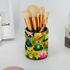 Leather Pen Holder for Desk Funny Frogs Pencil Cup Desktop Organizer Makeup - Image 6