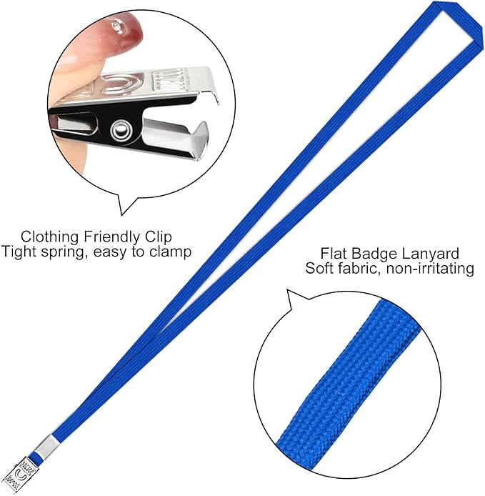100 Pcs Clear Horizontal Badge Id Card and 100 Pcs Lanyard, Reusable Lanyards - Image 3