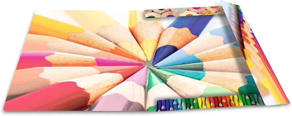 HERMA 19231 Sammelmappe DIN A3 Impressions Stifte, stabile Pappe, Ordnungsmappe mit farbig bedruckten Innenklappen und Gummizug, Zeichenmappe für Kinder, Mädchen und Jungen