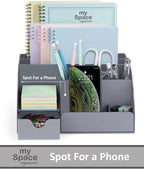 My Space Organizers Grey Desk Organizer, 9 Compartments, Office Supplies and - Image 2