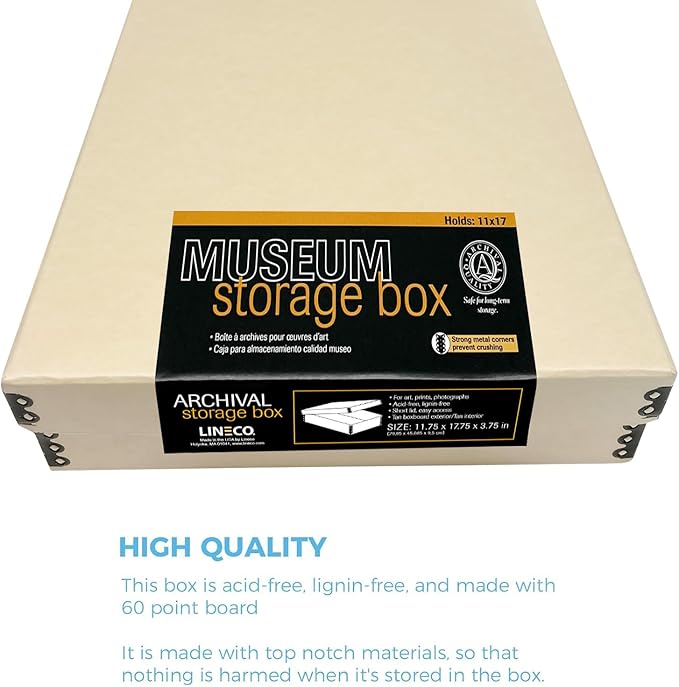 Lineco Museum Archival Storage Box, 11.75x17.75x3.75 in. Drop Front Design. - Image 5