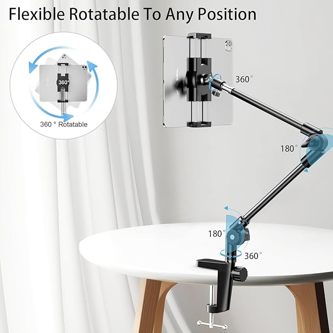 KDD Tablet Stand Holder, Adjustment iPad Phone Mount, 27in Long Arm Webcam - Image 4