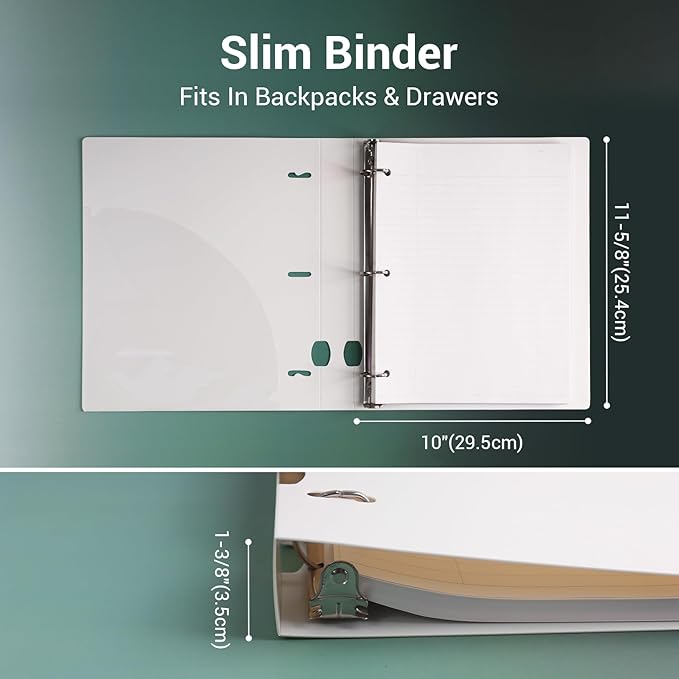 MUKAWA 1 Inch 3 Ring Binder, D-Ring Binder Holds 250 Sheets, PP Cover - Image 2