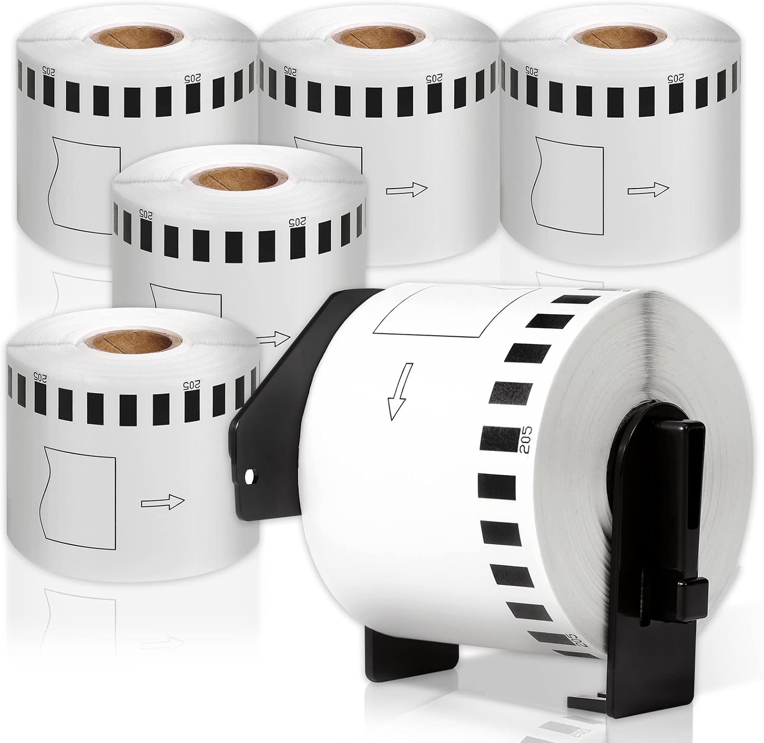 COLORWING Compatible Brother DK-2205 Continuous Paper Label Rolls 2-3/7" x 100'(62mm x 30.48m) Use with Brother QL Label Printer QL-500 QL-570 QL-700W QL-800 QL-810W, 6 Rolls+1 Frame | 62mm x 30.48m, Use with QL Label Printer QL-500 QL-570 QL-700W QL-800