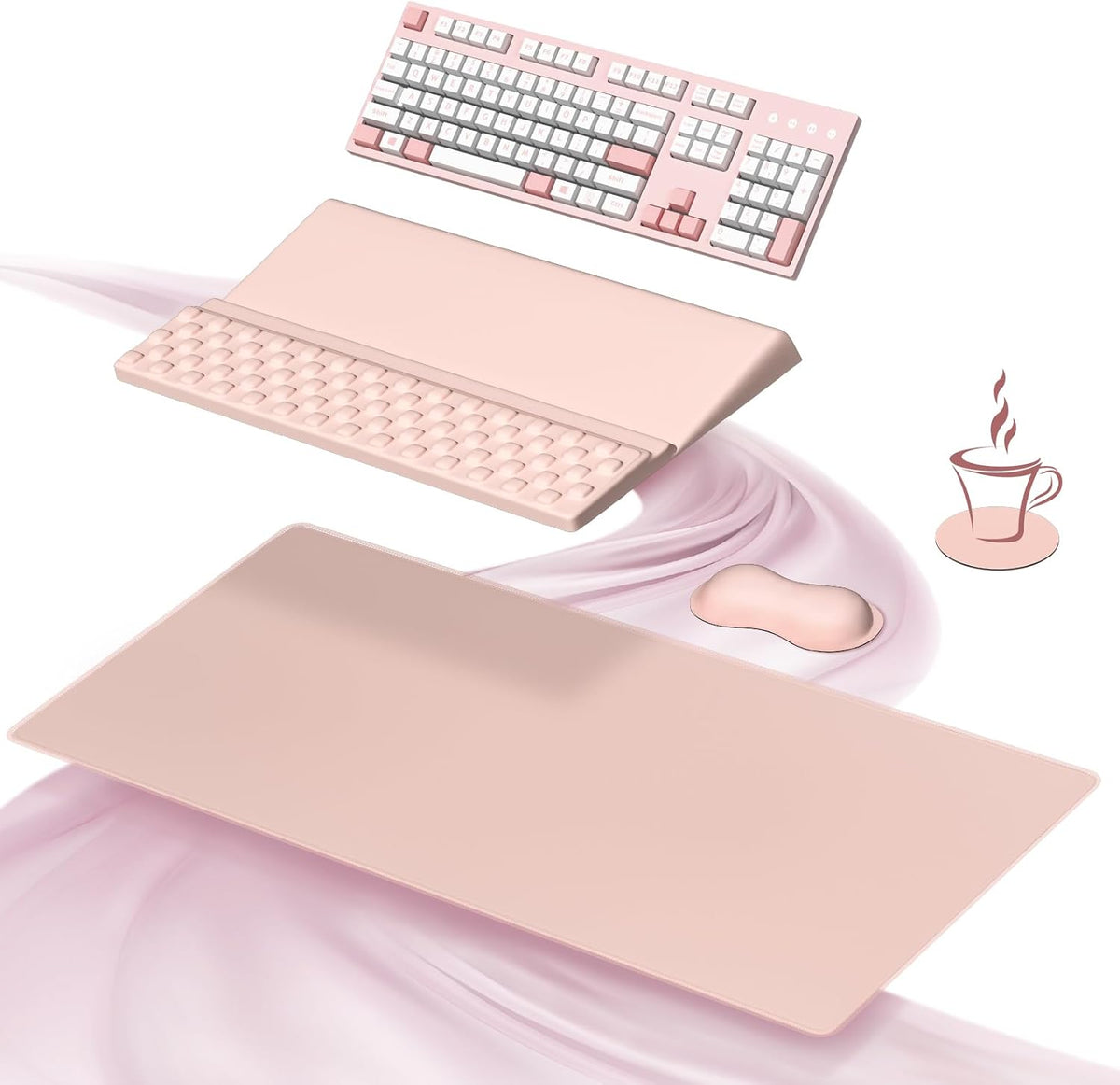 Ospelelf Keyboard Stand Wrist Rest Pad and Ergonomic Mouse Pad Set with Large...