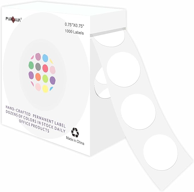 PARLAIM 3/4 Inch Roll Color Coding Labels, 1000 per Roll Round Permanent by PARLAIM