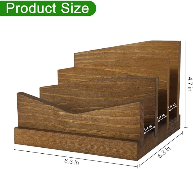 Picowe Desk Mail Organizer Wooden Mail Holder, 3 Slots Letter Holder Organizer - Image 2
